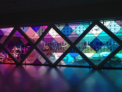 Miami, lufthavn, kunst, vindue, farverige, glas, design