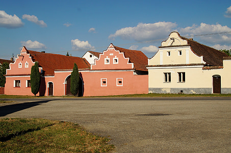 bonde barock, byn, arkitektur, uthuset, landsbygd, Södra Böhmen