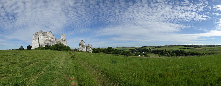 Jerzmanowice, Polen, natur, landskapet, Rock, kalkstein, Panorama