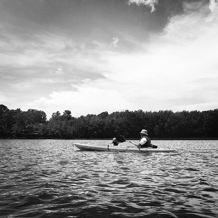 kayak, vacance de poste, marcher sur l’eau, Lac, bateau nautique, eau, gens