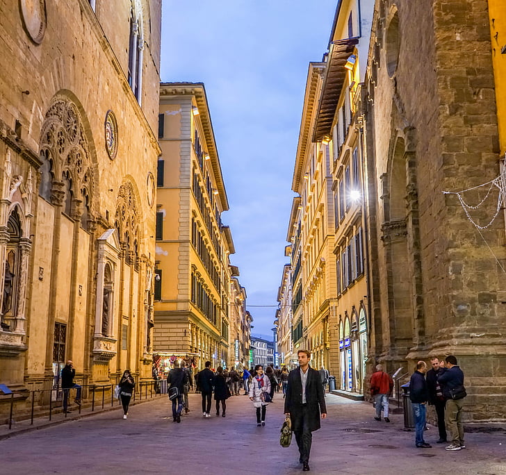 Florença, Itália, à noite, Europa, Firenze, cidade, arquitetura