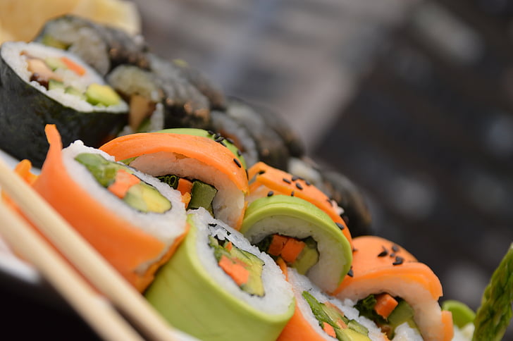 Sushi, mad, fisk og skaldyr, japansk, Japan, roll, måltid