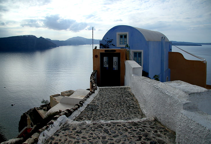 Santorini, grekisk ö, Kykladerna, Caldera, vita hus, Grekland, vulkaniska