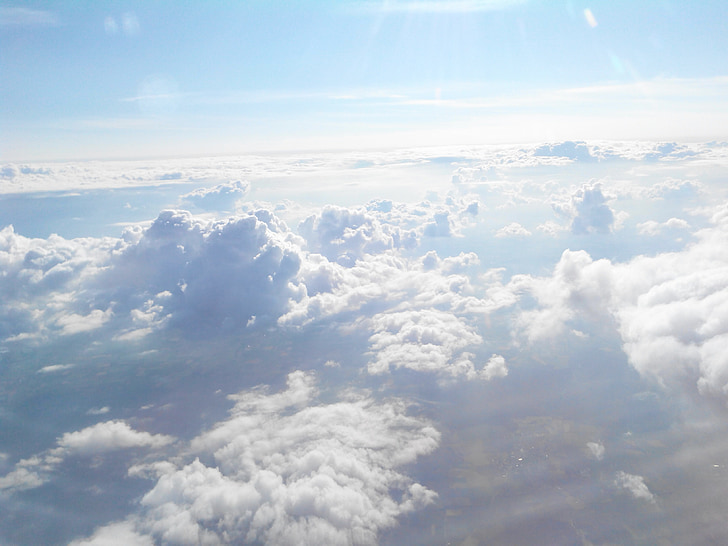 skyer, skyen, fly, fly, over skyene, fra flyet, reise
