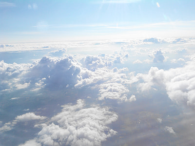 oblaci, oblak, zrakoplova, let, iznad oblaka, iz aviona, putovanja
