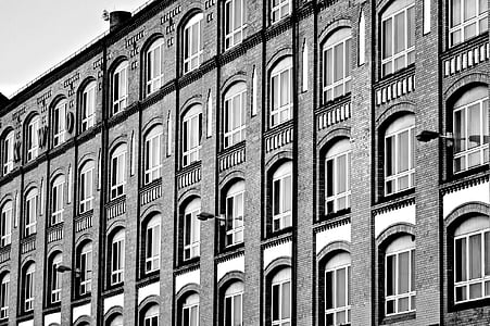 architecture, black-and-white, building, windows