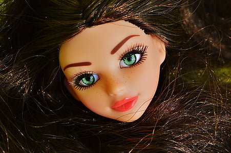 bábika, krásna, tvár, oči, krása, vlasy, dievča