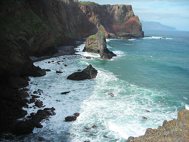 Madeira, rytinėje pakrantėje, užsakyta:, vandenyno, Atlanto, Rokas, naršyti