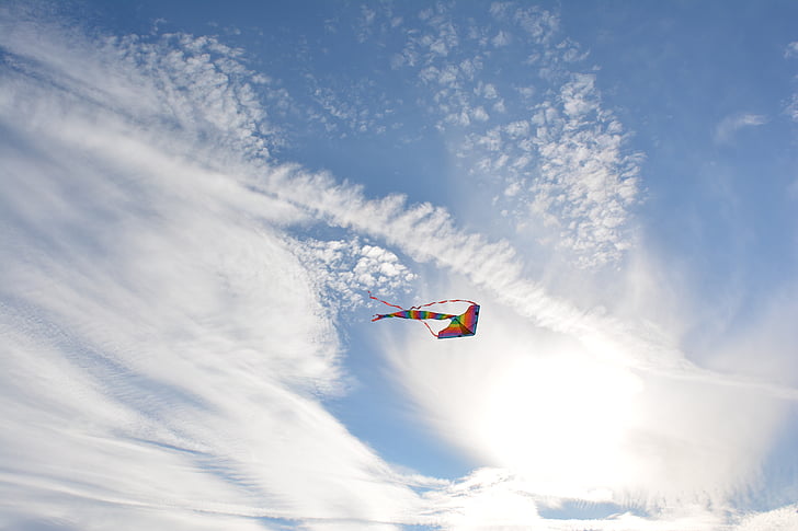 Kite, Sky, leksak, moln, luft, spela, flygande