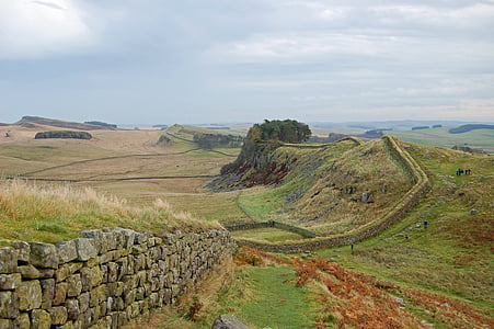 England, Storbritannien, Hadrianus mur, landskap, landmärke, historiska, turism