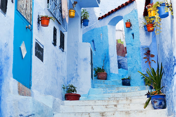 chefchaouen, north morocco, chaouen, old town, blue-washed buildings, built structure, blue