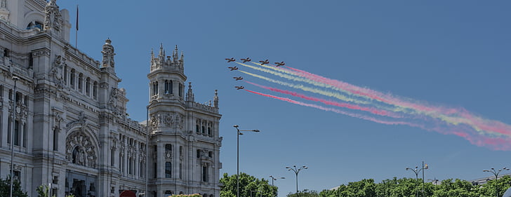 fly, parade, militære, Spanien, bekæmpe, værnepligt, i formation