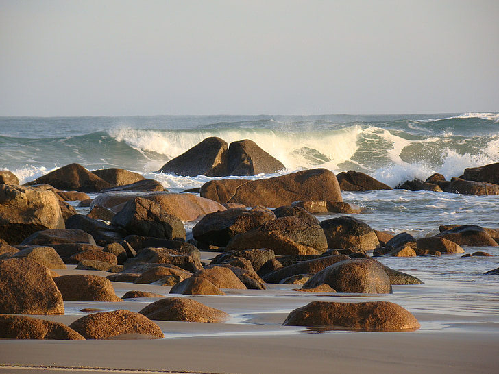 Mar, bølger, sten, ferie