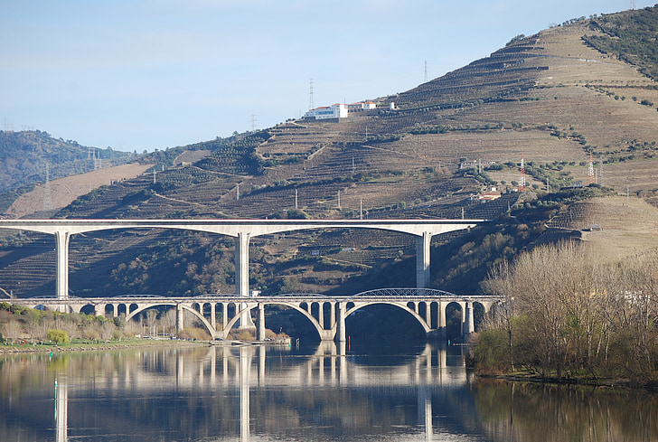 de rivier Douro, rivier, natuur, Régua, brug, het platform, architectuurontwerp