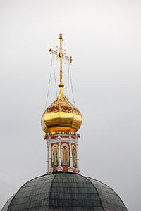 Kościół, Złoty, Kopuła, Rosja, Moskwa, prawosławny, rosyjski Kościół prawosławny