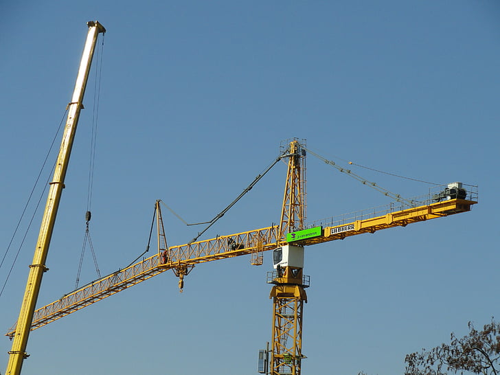 crane, assembly, liebherr, tower, construction, site, structure