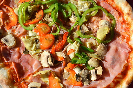 Pizza, groenten, voedsel, voeding, smakelijke, Hof, Pizza prosciutto