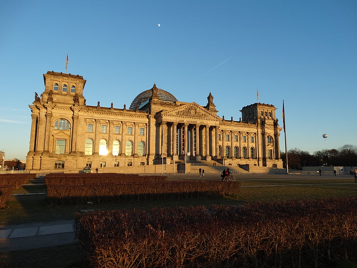 Tribunal, Palácio, Berlim, pôr do sol