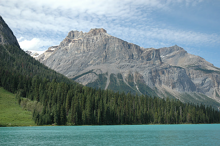 Lago verde smeraldo, montagne rocciose, Canada, Lago, Parco, foresta, paesaggio