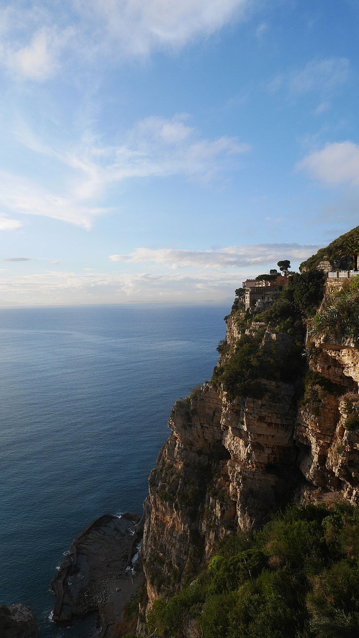 cliff, italy, positano, sky, sea, nature, rock - Object