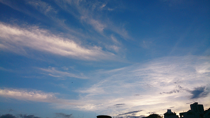 clouds, blue, sky, hongkong