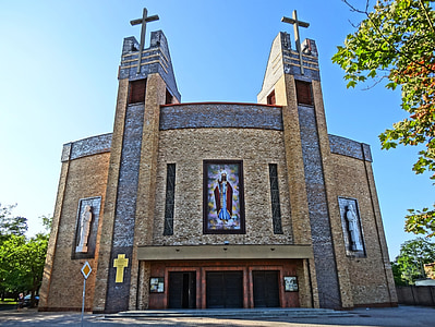 Église de Christ Roi, Bydgoszcz, façade, religieux, bâtiment, chrétienne, adoration