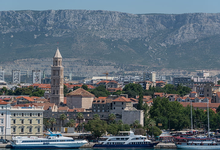 split, croatia, architecture, mountains, landscape, mediterranean, city