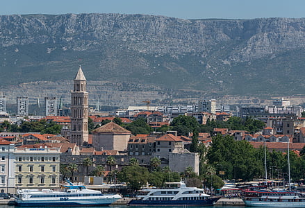Splitas, Kroatija, Architektūra, kalnai, kraštovaizdžio, Viduržemio jūros, Miestas
