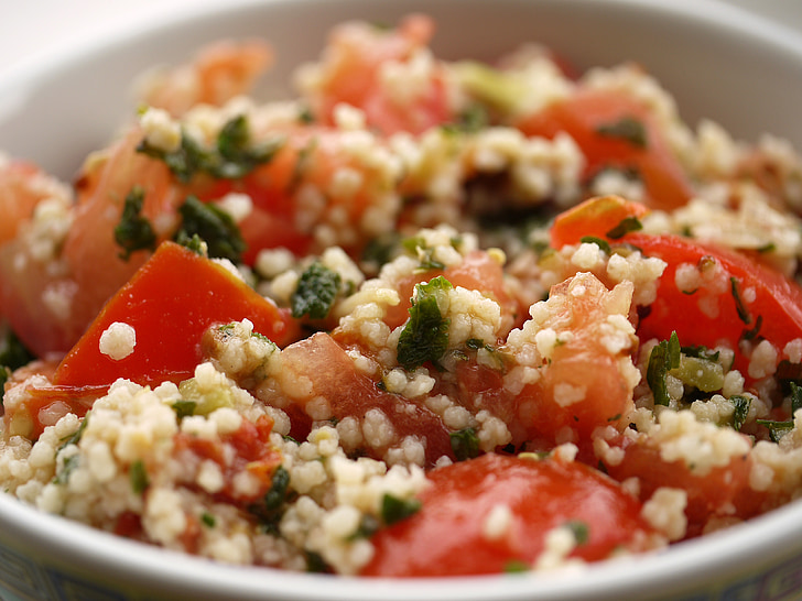 couscous, grønnsaker, tomater, middag, måltid, plate, velsmakende