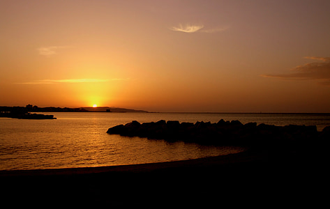 puesta de sol, Trapani, Sicilia, noche, Romance, verano, Bahía