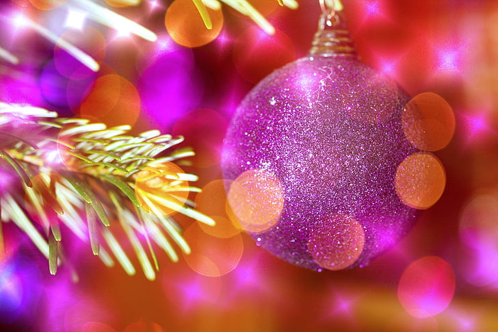 christmas bauble, bokeh, background, colorful