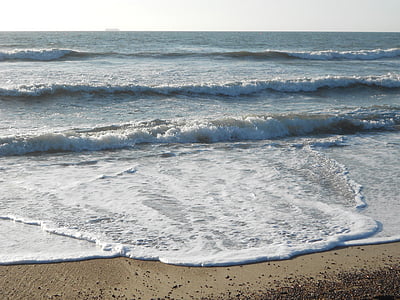 north sea, beach, denmark, sea, wave, spray