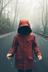 adult, child, cold, face, fall, fog, girl