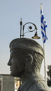 cyprus, liopetri, bust, monument, soldier, memorial, history