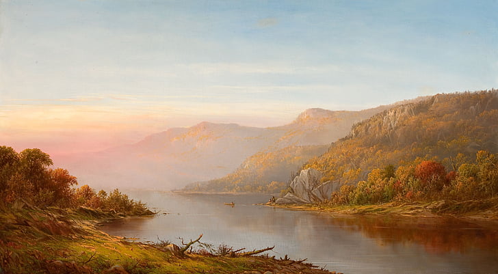 Charles wilson, Hudson river, New york, schilderij, olieverf op doek, artistieke, natuur
