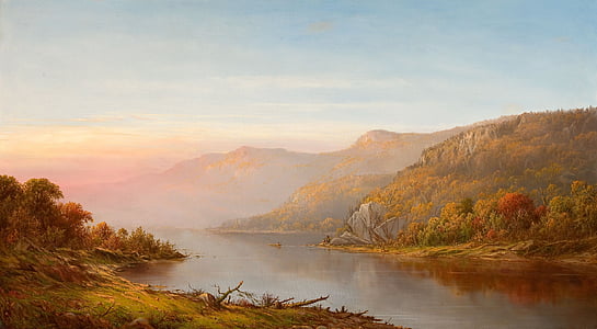 Charles wilson, Hudsonfloden, new york, målning, olja på duk, konstnärliga, naturen