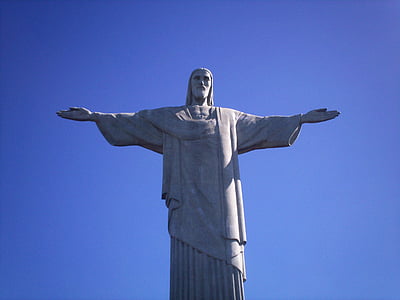 Christus, Rio de janeiro, Brazilië, Verlosser, Zuid-Amerika, tropische, blauw