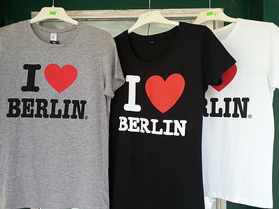 셔츠, t 셔츠, 베를린, 의류, 기념품