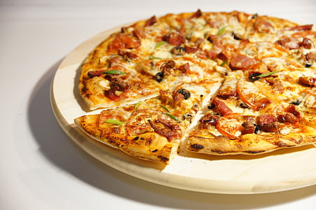 pizza, o bucată de, aluatul, brânză, produse alimentare, la cuptor, tomate