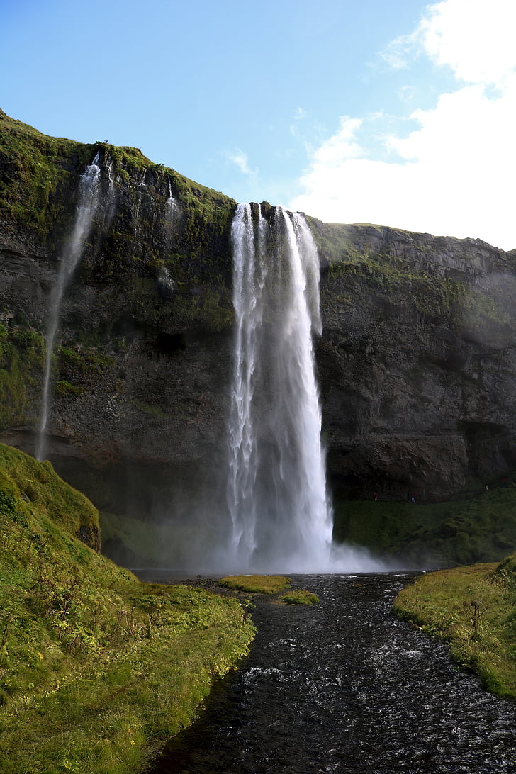 vattenfall, naturen, bakgrund, Island, landskap, vattenfall