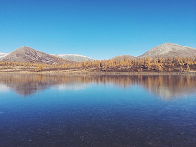heuvelachtig, Lake, Bergen, natuur, vijver, reflectie, zee