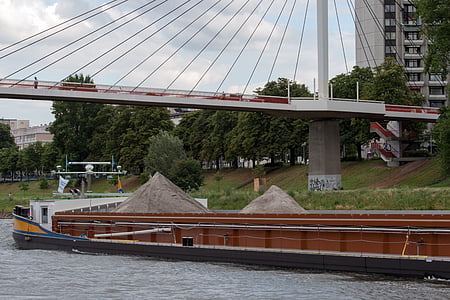 Mannheim, Neckar, Pont, vaixell