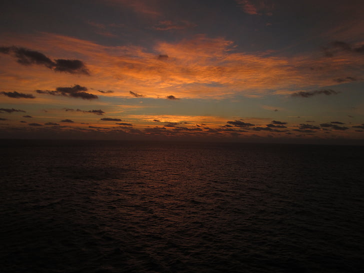 sea, sunset, dark