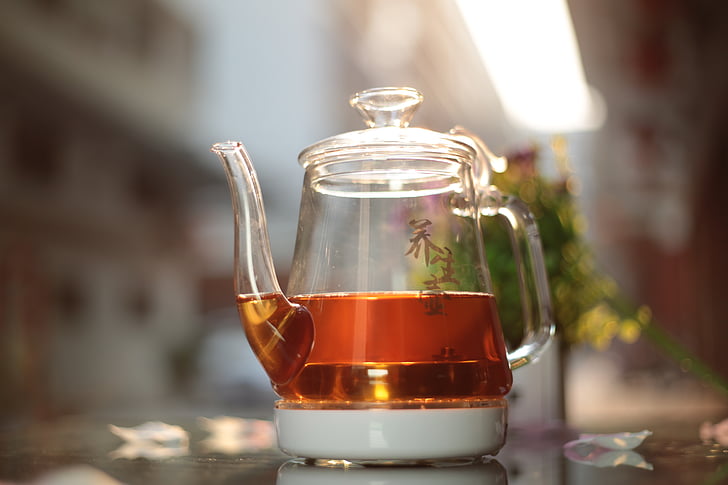 čaj, čierny čaj, sklenená nádoba, kanvica na čaj, čaj - horúci nápoj, nápoj