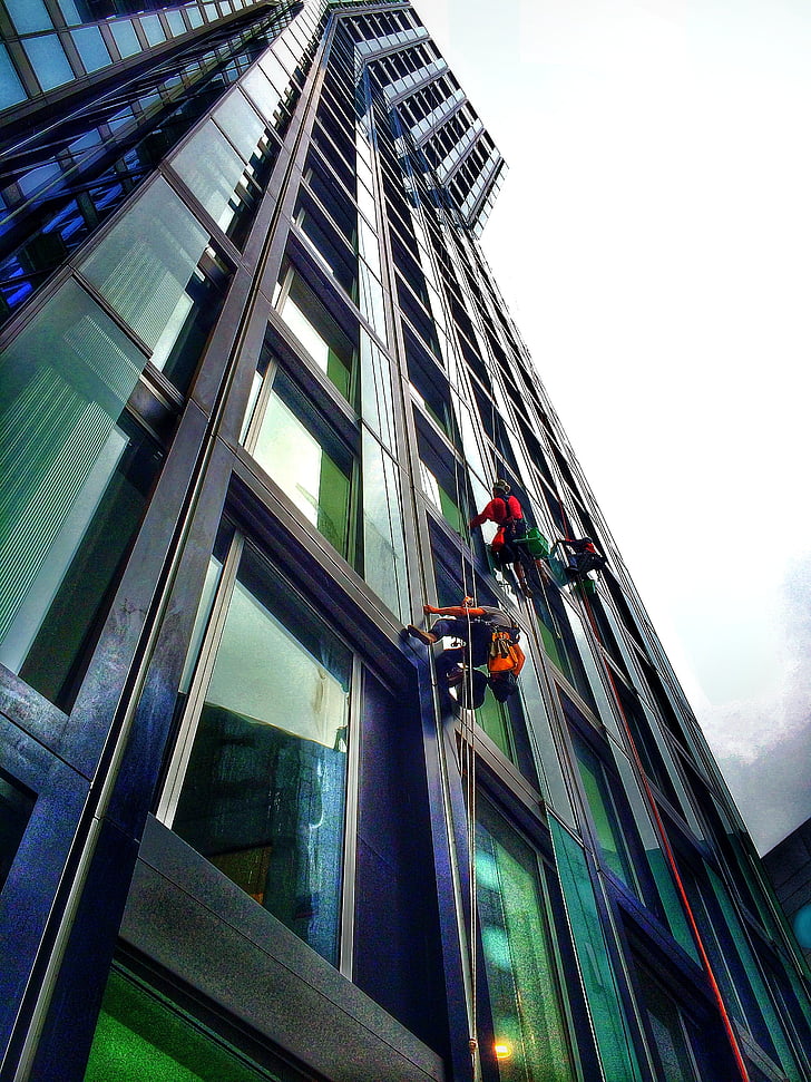 dangoraižis, darbo, Langų valytuvas, Hamburgas, stiklo priekis, stiklo, stogai