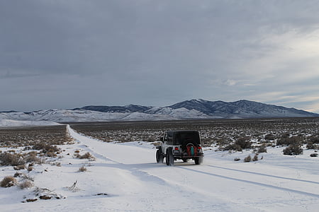 Jeep, snø, ørkenen, ekspedisjon, fjell, urørt, ensom