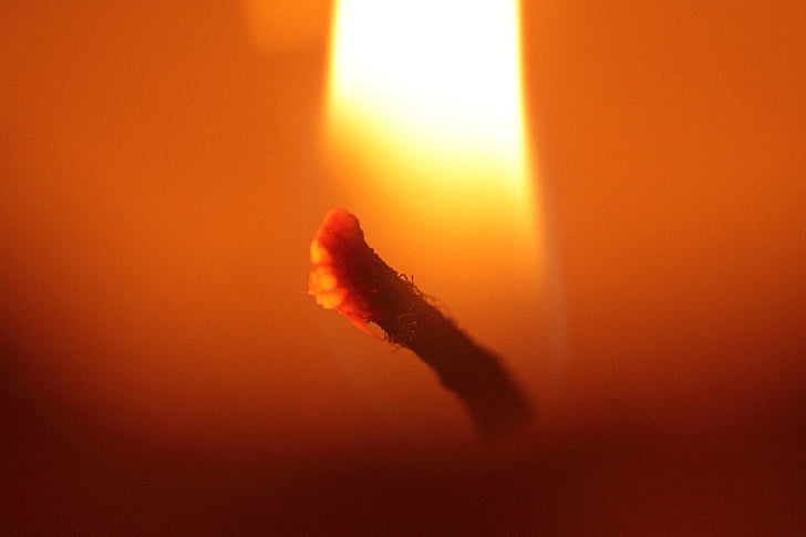 candle, candle wick, wick, flame, light, dark, candle flame