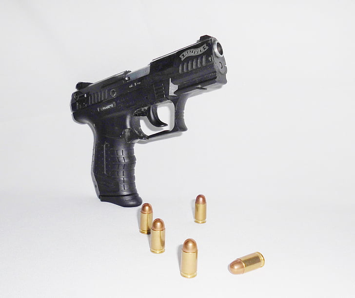 pistol, weapon, hand gun, ammunition