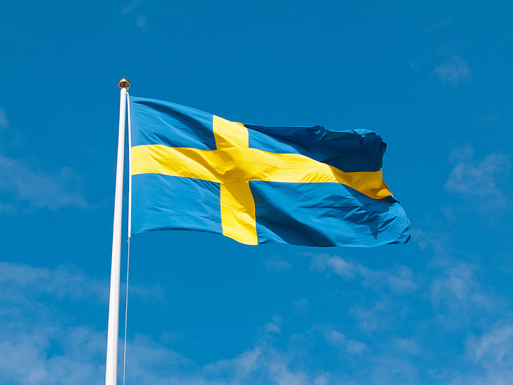 Sverige, flag, svenske flag, himmel