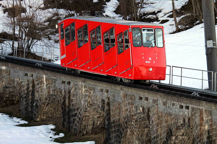 багажник железопътни, влак, изглеждаше, железопътни релси, Швейцария, планини, планинската железница